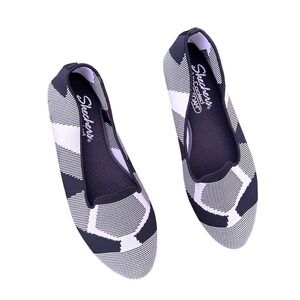 Skechers Women's‎ Cleo-Sherlock Memory Foam Vegan Loafers Size 7 Black White